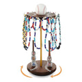 Pinzoveco Baseball Drip Necklace Organizer Holder,Rotating Baseball Display Stand with 14 Hooks, Championship Ring Display Holder, 360° Drip Necklace Championship Ring Holder Baseball Gifts - color: Carbonized Brown