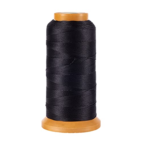 1093Yards 0.2mm Nylon Sewing Thread Polyester Leather Cord Black Beading String Macrame Cord Rope for DIY Necklace Bracelet Handcraft Leather Sewing Bookbinding - color: Black, size: 1093Yards, 0.2mm