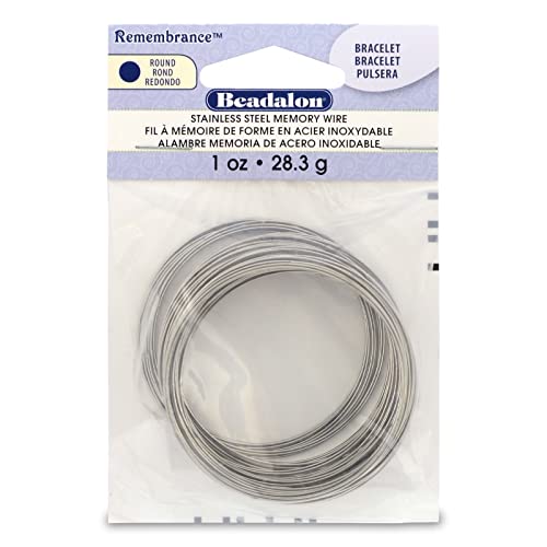 Beadalon Remembrance Stainless Steel Memory Wire, Round, Bracelet, Bright, 1 oz, Approx. 75 coils - size: Bracelet, style: 1 oz, approx. 75 coils