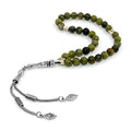 Simple Designed Natural Stone Worry Beads (8mm -33 Beads) - Prayer Beads Tesbih-Tasbih-Tasbeeh-Misbaha-Subha-Sebha-Sibha-Rosary (Green Jade Stone) - color: Green Jade Stone