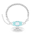 Women's Medical ID Bracelet with White Zircon Tennis Chain, Interchangeable Engraved Plate, Adjustable Lobster Clasp, Lightweight, Hypoallergenic, for Running, Outdoor, Daily Wear - color: Green-MENTAL HEALTH CONDITION