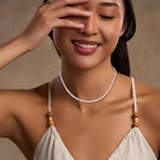 Crystal Choker Necklaces for Women,4mm Handmade Natural Stone Choker Beaded Necklace Healing Crystal Necklace Gemstone Bead Necklaces for Women - color: Howlite
