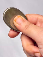 Pyrite Worry Stone – Natural Hand Carved Thumb Stone for Protection, Prosperity, and Manifestation | Pocket Healing Crystal for Focus, Confidence, Anxiety Relief & Energy Shielding - color: Pyrite