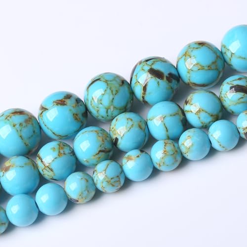Blue Shell Turquoise Stone Beads for Jewelry Making Gemstone Round Crystal Bracelet Necklace 1 Strand 15.5inch 31PCS 12MM - color: Blue Shell Turquoise, size: 12mm