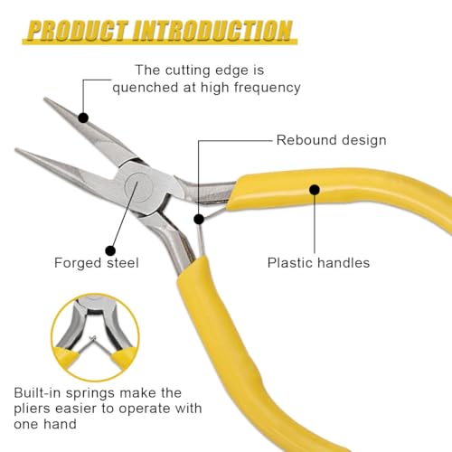 ZIMISI Mini Needle Nose Plier, Metal Precision Pliers with Comfort Grip Handle, Universal Car Accessories for Bending Wires, Crafting, Jewelry Making and Small Object Gripping (Needle Nose) - size: Needle Nose Plier
