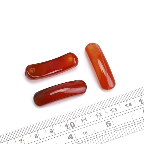 BEADIA Natural Curved Red Agate Stone Beads 36x10mm 4pcs for DIY Bracelet Jewelry Making - color: Red Agate