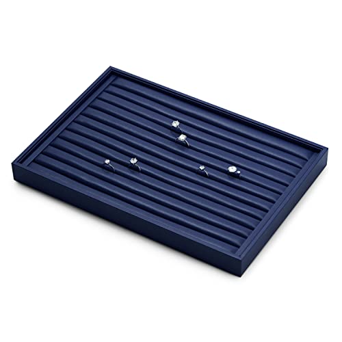 11 Slots PU Leather Jewelry Tray Ring Display Trays Earring Display Tray Ring Earrings Studs Tray Jewelry Organizer Showcase Display (Blue) - color: Blue, size: 11 Slot