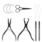 Hair Extension Pliers Kit Microlink Pliers for Extensions Hair Extension Beading Tool Hair Needle Pulling Hook Hair Styling Bead Closer and Remover Pliers - color: Black