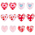 Craftdady 12Pcs Lampwork Glass Heart Beads Handmade Drawn Enamel Beads with Polka Dot Colorful Sweet Love Heart Loose Spacer Bead for DIY Earring Necklace Bracelet Jewelry Making - color: Polka Dot Heart