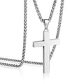P. BLAKE Stainless Steel Cross Pendant Necklace for Men Boys, Christian Cross Pendant with 16-24 Inches Chain Cross Necklace Jewelry Gifts - size: 24 inches, style: Silver Pendant 1.7*0.9