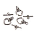 Craftdady 20 Sets Antique Silver Heart Toggle Clasps Tibetan T Bar Closure End Clasps for Bracelet Necklace Making - color: Antique Silver, 21x13mm