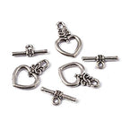 Craftdady 20 Sets Antique Silver Heart Toggle Clasps Tibetan T Bar Closure End Clasps for Bracelet Necklace Making - color: Antique Silver, 21x13mm