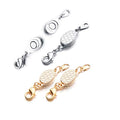 Built-in Safety Locking Magnetic Jewelry Clasp for Necklace and Bracelet Light Small Extender Lobster Clasps Pineapple Texture Metallic Finishes Glod and Silver - color: Pineapple Gold and Silver