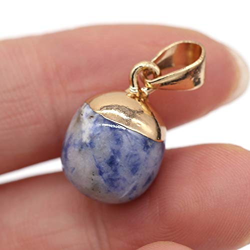 QSLLER 8pcs Natural Stone Pendants,Bean Shape Natural Semi-Precious Stone Pendant Charms（13x18mm） Charms for DIY Jewelry Making Necklace Bracelet