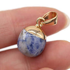 QSLLER 8pcs Natural Stone Pendants,Bean Shape Natural Semi-Precious Stone Pendant Charms（13x18mm） Charms for DIY Jewelry Making Necklace Bracelet