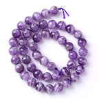 4MM 86PCS Purple Amethyst Dream Lace Beads Natural Quartz Crystal Stone Loose Beads for Jewelry Making DIY Bracelet Grade A+ 15 inches Strand - color: Purple Dream Lace Amethysts, size: 4mm