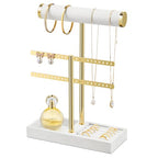 bussdis 2 Tier Bracelet Holder Display - Detachable T Bar White Velvet Bracelet Holder, Jewelry Holder Organizer for Bracelet, Necklace, Earrings, Rings - color: White