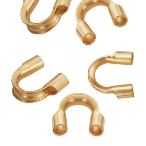 100pcs Adabele Tarnish Resistant Wire Guard Thread Protector Loop Guardian 18K Yellow Gold Plated (Hole 0.5m/0.02 inch) for DIY Craft Jewelry Making BF254-1 - color: Gold, size: Hole/0.5mm/0.02 inch - 100pcs