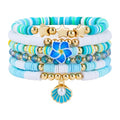 RISHEGAE Heishi Beaded Stretch Bracelets for Women Stackable Polymer Clay Beads Bracelets Friendship Boho Summer Beach Bracelet Jewelry Set - color: F-Blue Flower