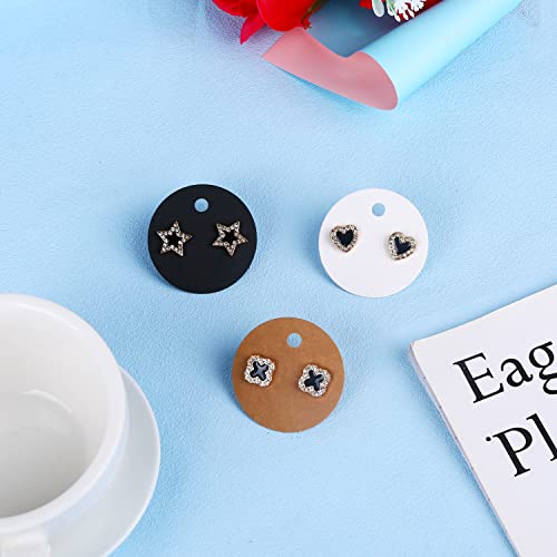 XXUOD 600 Pieces Display Cards Set, 150 Round Cardboard Earring Holder With 150 Self-Seal Bags and 300 Backs for Ear Studs - 3 Colors