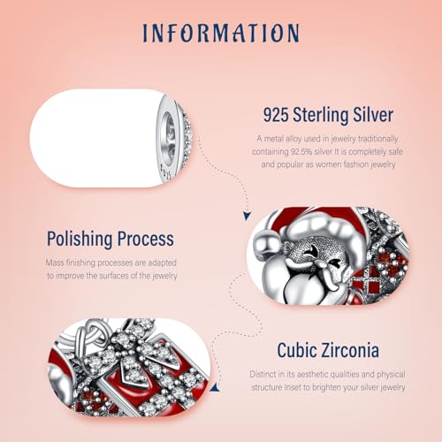 S925 Bead Dangle Charms for Bracelets Necklaces, Compatible with Pandora - style: Christmas 3-in-1 Charm