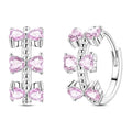 LAZA 925 Sterling Silver Hoop Earrings for Women, Sterling Silver Butterfly Hoops Colorful Flowers Hoop Huggie Earrings Hypoallergenic Jewelry Gifts for Women - color: Pink Bowknot Earring