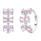 LAZA 925 Sterling Silver Hoop Earrings for Women, Sterling Silver Butterfly Hoops Colorful Flowers Hoop Huggie Earrings Hypoallergenic Jewelry Gifts for Women - color: Pink Bowknot Earring