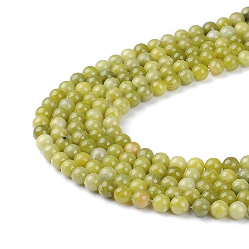 4mm Natural Chinese Jade Gemstone Round Loose Beads Crystal Stone Bracelet Necklace Accessories Crafts for Jewelry Making DIY,1 Strand 15" - color: Chinese Jade, size: 4MM