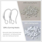 Silver Earring Hooks, 230PCS Hypoallergenic Earring Findings for Jewelry Making Fish Hooks for DIY Bulk Pack - color: Silver-Simple Earring Hooks