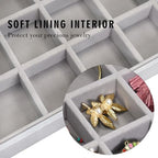 Siveit Jewelry Tray Organizer Box 48 Grid Jewelry Display Organizer Box with Transparent Lid Rings Earrings Necklaces Pendants Display Box Suitable for Women and Girls (48 Grid, Silver Grey) - color: Grey