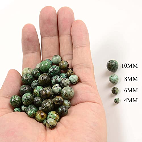 NCB 100pcs Original Natural Stone Beads Gemstone Round Loose Beads 6mm 8mm 10mm (African Turquoise, 6mm 100Beads) - color: African Turquoise, size: 6mm 100beads