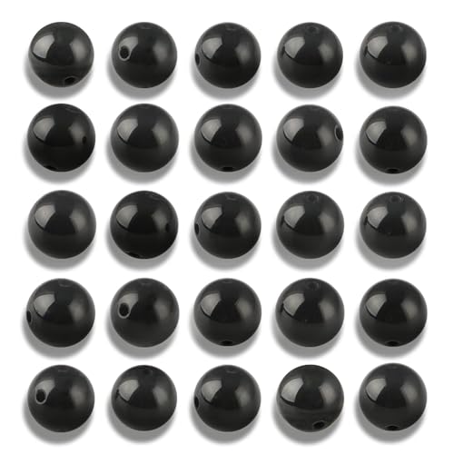 200Pcs 4mm Natural Smooth Black Agate Beads Round Loose Gemstone Stone Beads for Jewerly Making with Crystal Stretch Cord - color: Black Agate, size: 4mm