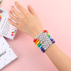Rainbow Heishi Surfer Bracelets Set for Women Stackable Clay Beaded Bracelets Disc Stretch Preppy Bracelets Layering Colorful Friendship Bracelets Team Cheer Bulk Boho Summer Beach Jewelry Gift - style: SQUAD with Box