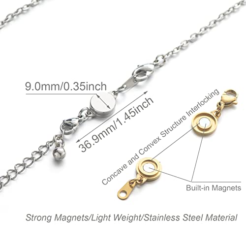 Zpsolution Stainless Steel Magnetic Jewelry Clasps, Silver Plated Locking Magnetic Necklace Clasps Bracelet Extender for Jewelry Making - color: Silver