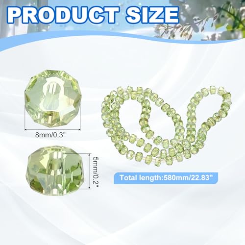 PATIKIL 75 Pcs 8mm OD 5mm Thick Crystal Glass Beads, Rondelle Crystal Beads Faceted Cut Gemstone Strand with Spacer Beads for Craft, Bracelet, Necklace, Olive Green - color: Olive Green
