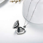 SOULMEET Personalized Silver Locket Necklace That Holds Pictures Photo Keep Someone Near to You, Memorial Custom Lockets Necklaces Letters Engraving for His Her - color: B-Rose-Black, style: Locket Necklace Only
