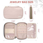 Jewelry Travel Case Organizer for Necklaces, Earrings, Rings, Bracelet, Watch, Soft Sided, Pink - color: Pink