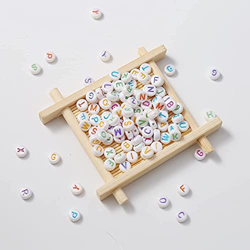 ToBeIT 1000pcs Letter Beads Color Alphabet Beads Round Beads for DIY Bracelet Necklace Jewelry Making Supplies(abs 4x7mm) - color: color-ABS