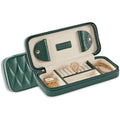 Bey-Berk Diamond-Quilted Leather Travel Jewelry Case, Green, 9" x 4" x 1.75" - color: Green