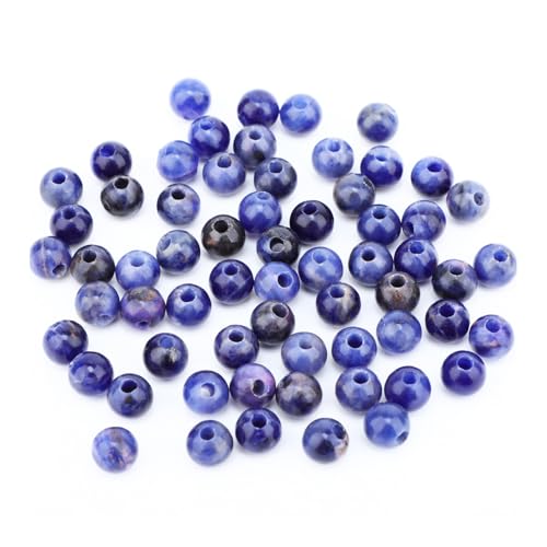 AD Beads Big Hole 2.0mm Natural Gemstone Beads – 6mm 8mm 10mm Round Loose Beads for Jewelry Making, Weaving, and Leather Cord (Blue Sodalite, 6mm 50pcs) - color: Blue Sodalite, size: 6mm 50pcs