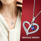 Forever Connected Mother & Son Necklace – Heart Pendant Gift for Mom, Sterling Silver Jewelry for Mother's Day or Birthday - style: Love D