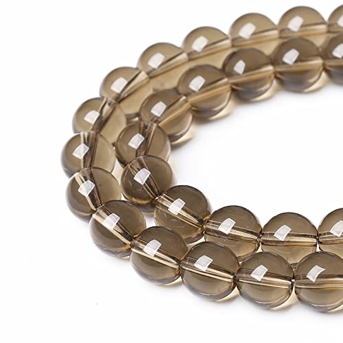 90PCS 8mm Smoky Crystal Quartz Glass Beads Natural Stone Round Loose Beads for Jewelry Making DIY Bracelet Necklace 2 Strand 32" - color: Smoky Quartz Glass, size: 8mm(2 strands)