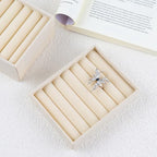 3Pcs Small Jewelry Tray Set Velvet Rings Organizers Ring Earrings Display Tray Stackable Jewelry Drawers Storage Insert Holder for Women Beige