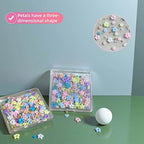 250-300 Pieces 3D Nail Art Flowers Flat Back Charms, Mixed Colors, 0.12-0.24 Inch Mix Color Petals with Gold Beads & White Pearls, DIY Nail Gems Rhinestones (Colorful Five Petals)