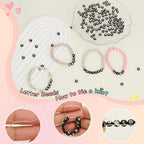 FZIIVQU 1400 Pcs Letter Beads Kit, 28 Styles White Acrylic Alphabet Beads Letter Beads for Jewelry Making wiht Number Beads Heart Beads Friendship Bracelet Kit - color: White Letters & Black Base, size: 4*7mm