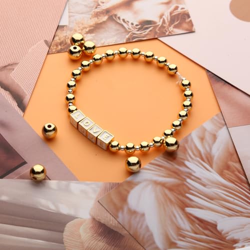2mm-570pcs 18K Gold Filled Round Ball Beads for Jewelry Making Gold Spacer Beads, Smooth Gold Metal Beads for Bracelets Necklaces Earrings Crafts Bulk Supplies - color: 2mm-570pcs