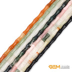 GEM-Inside 30Pcs 5x12mm Natural Green Moss Agate Stone Semi Gemstone Plant Bamboo Knot Bone Beads for Jewelry Making Power Energy Chakra Stone Beads - color: Green Moss Agate