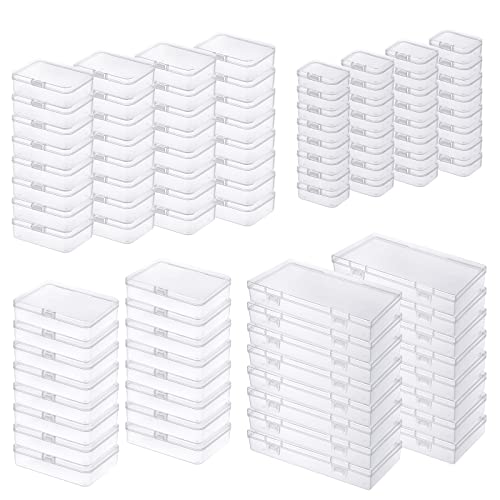 96 Pack Rectangular Clear Plastic Storage Containers Box with Hinged Lid for Beads and Other Small Craft Items (Mixed Sizes 2) - size: Mixed Sizes 2