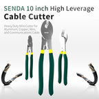 SENDA 10 Inch High Leverage Cable Cutter Heavy Duty Wire Cutting Tool for Aluminum Copper Electrical & Communication Cable, CRV Steel Blade with Ergonomic Comfort Grip - style: Wire Cutters