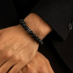 Kartini Studio Men's Bracelet, Black Onyx and Lava Stone Beads Bracelet, Men's Quality Bead Jewelry